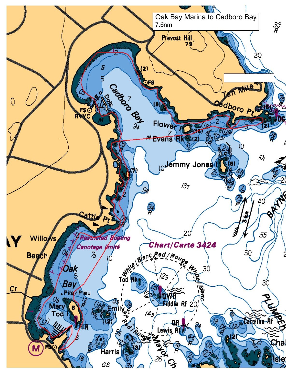 Route map: Oak Bay Marina to Cadboro Bay
