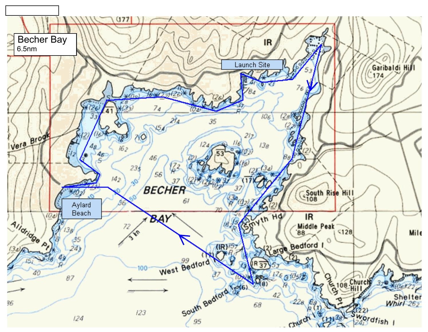 Route map: Spirit Bay to Aylard Farm